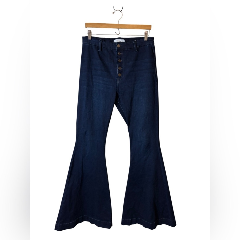 High-Waist Dark Blue Flare Jeans